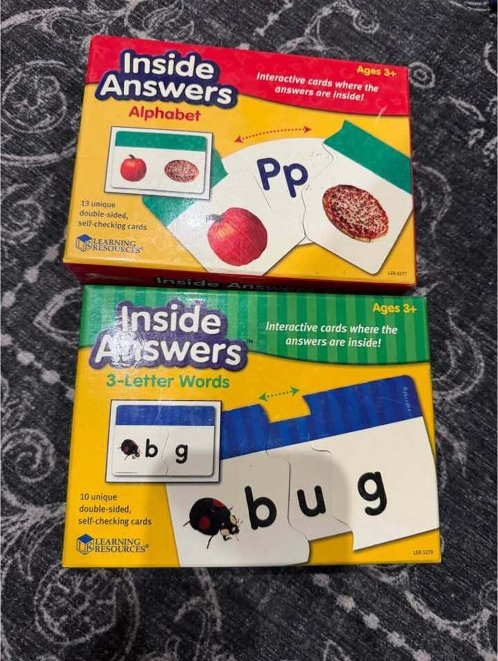 Learning Resources Inside Answers Alphabet and 3-Letter Words Flash Card Sets